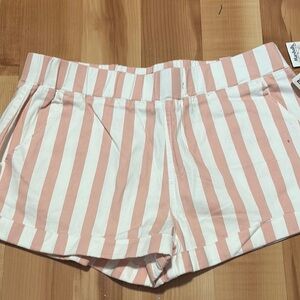 Rewash Pink and White Athletic Shorts with Vertical Stripes